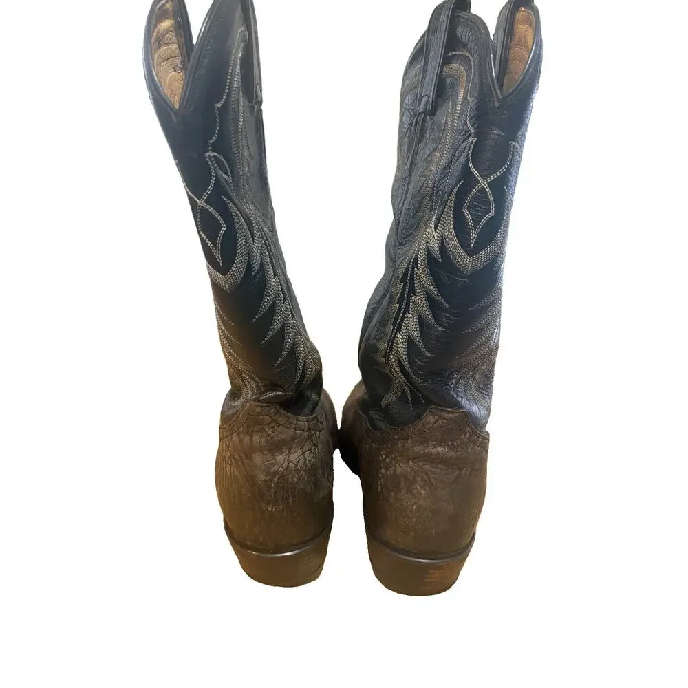 Tony Lama Mens Goat Skin Western Cowboy Boot Sz 8 Gray Black Leather 6250 USA